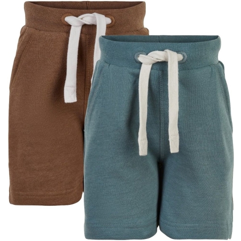 Minymo Shorts - 2-pack - Toffee/Appelblauwzeegroen - Minymo - 8 jaar (128) - Shorts
