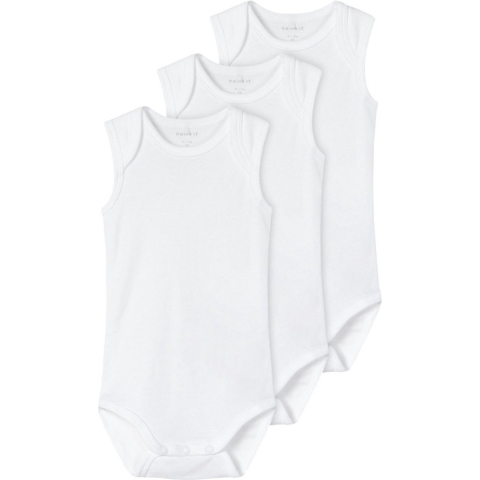 Name It Romper mouwloos - Noos - NbnBody - 3-pack - Bright White - Name It - 74 - Romper Mouwloos