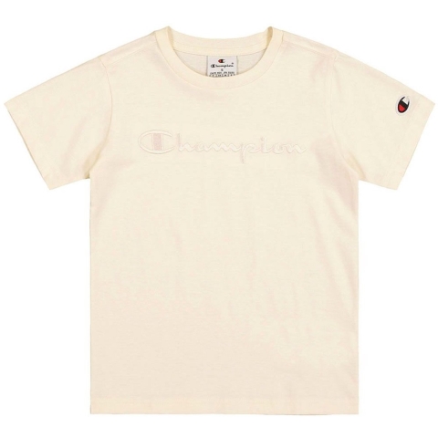 Champion T-Shirt - Offwhite m. Logo - Champion - 15-16 jaar (170-176) - T-Shirt