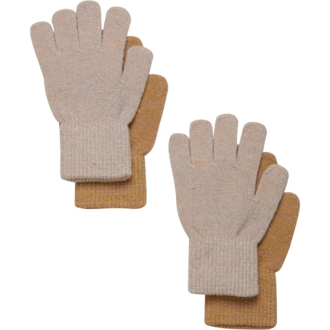 CeLaVi Handschoenen - Wol/Nylon - 2-pack - Beige Goud m. Glitter - CeLaVi - 1-2 jaar (80-92) - Wanten