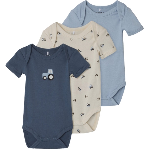 Name It Romper k/æ - Noos - 3-pack - Jet Stream - Name It - 1 jaar (80) - Romper S/S