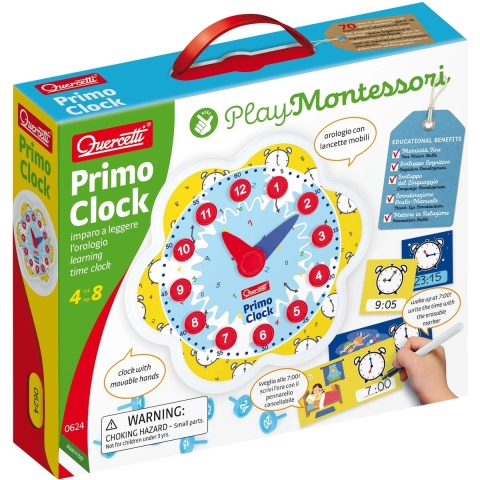 Quercetti Speelgoedklok - Leer de klok - Play Montessori - 0624 - Quercetti - OneSize - Speelgoed