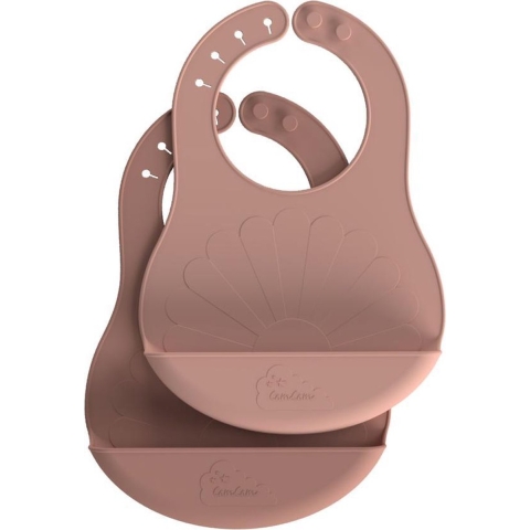 Cam Cam Slabbetjes - Silicone - 2-pack - Bloem - Rose Mix - Cam Cam - OneSize - Slabbetjes