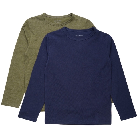 Minymo Blouse - 2-pack - Dark Olive - Minymo - 6 jaar (116) - Blouse
