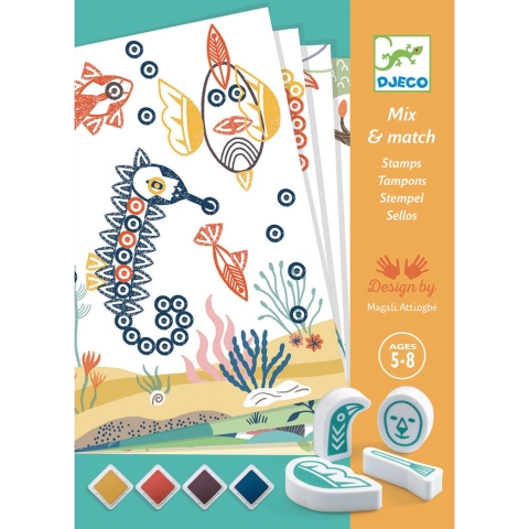 Djeco Stempelset - Mix & Match - Grappig Dier - Djeco - OneSize - Creatieve Speelset