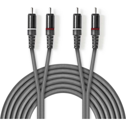 Nedis COTH24200GY15 Stereo Audiokabel 2x Rca Male - 2x Rca Male 1,5 M Grijs