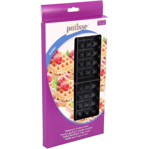 Patisse Wafelvorm 4 Vaks 29x17 cm Zwart/Siliconen