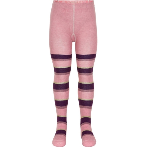 Minymo Panty's - 2-pack - Paars/Roze Gestreept m. Goud - Minymo - 68/74 - Panty's