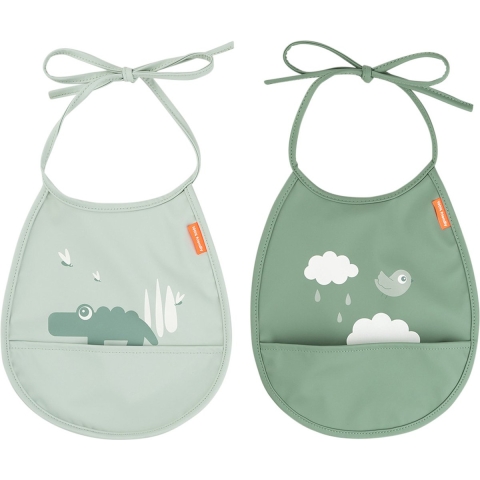 Done by deer Slabbetjes - PU - 2-pack - Croco Green - Done by Deer - OneSize - Slabbetjes