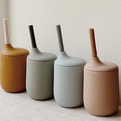 Liewood Beker m. Rietje - Silicone - Ellis - Sea Blue/Blue Wave - Liewood - OneSize - Beker