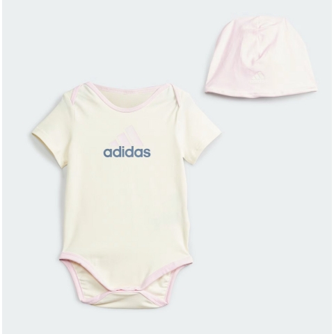 adidas Performance Cadeaubox - Romper s/s/Muts - Wit/Roze - adidas Performance - 2 jaar (92) - Romper S/S
