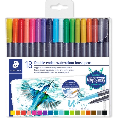 Staedtler Markers - 18 st. - Double-eindigde aquarelpenseelpen - Staedtler - OneSize - Marker