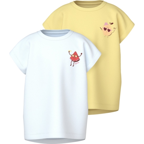 Name It T-Shirt - 2-pack - NmfVarutti - Lemon Meringue/Bright Wh - Name It - 2 jaar (92) - T-Shirt