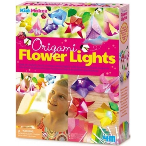 4M - KidzMaker - 180 cm - Origami Lichtketting Bloemen - 4M - OneSize - Creatieve Speelset