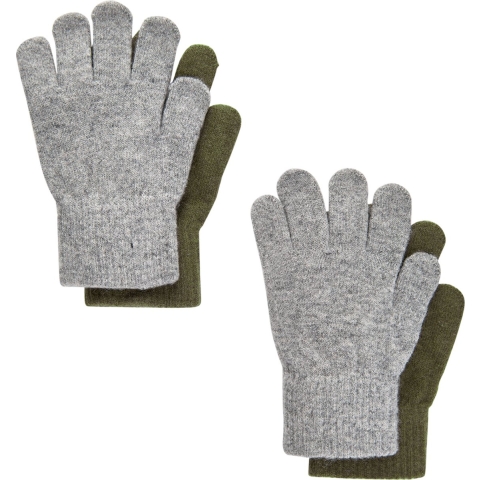CeLaVi Handschoenen - Wol/Nylon - 2-pack - Militair Olive/Grijs  - CeLaVi - 1-2 jaar (80-92) - Wanten