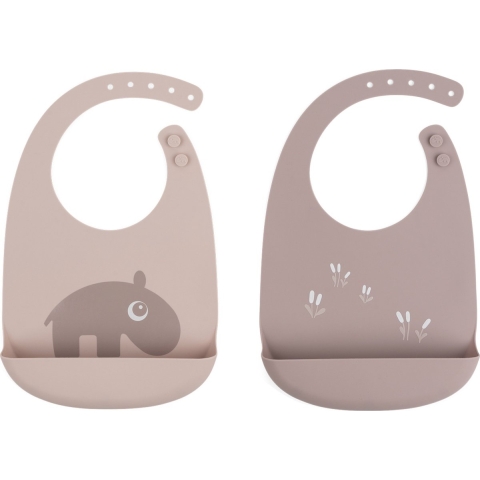 Done by Deer Slab met voedselopvanger - 2-pack - Silicone - Ozzo - Done by Deer - OneSize - Slabbetjes