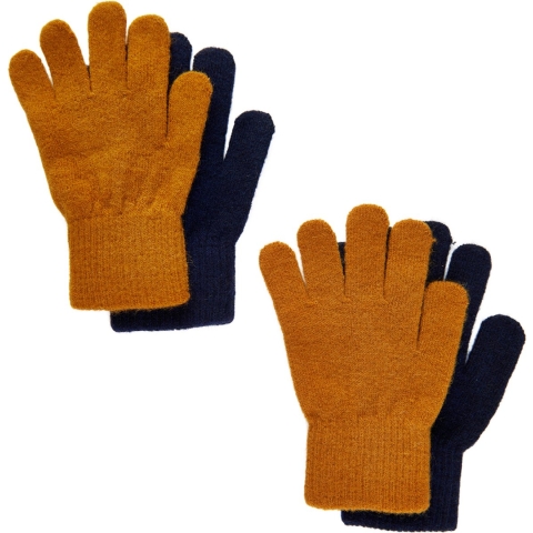 CeLaVi Handschoenen - Wol/Nylon - 2-pack - Pompoenkruid/Navy - CeLaVi - 7-12 jaar (122-152) - Wanten