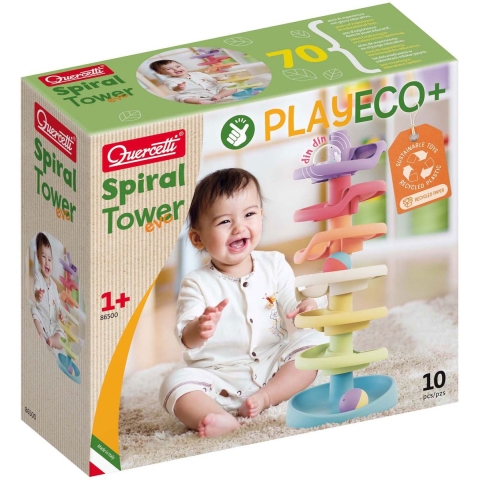 Quercetti Knikkerbaan - Spiral Toren Evo - PlayEco+ - 10 Onderde - Quercetti - OneSize - Knikkerbaan