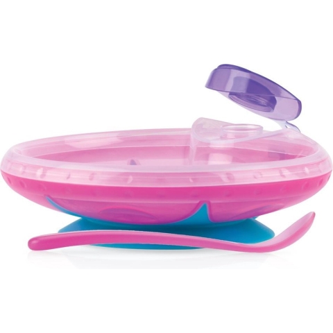 Nuby Warmhoudschaal m. Lepel - Roze - Nuby - OneSize - Kom