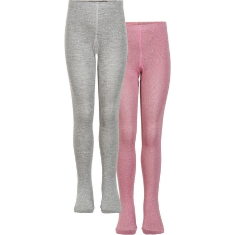 Minymo Panty's - 2-pack - Grijs/Roze m. Glitter - Minymo - 56/62 - Panty's