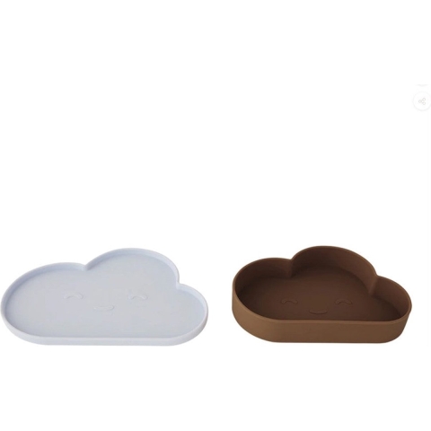 OYOY Bestek-Set - Silicone- 2 Onderdelen - Chloe - Ice Blue/Choc - OYOY - OneSize - Borden