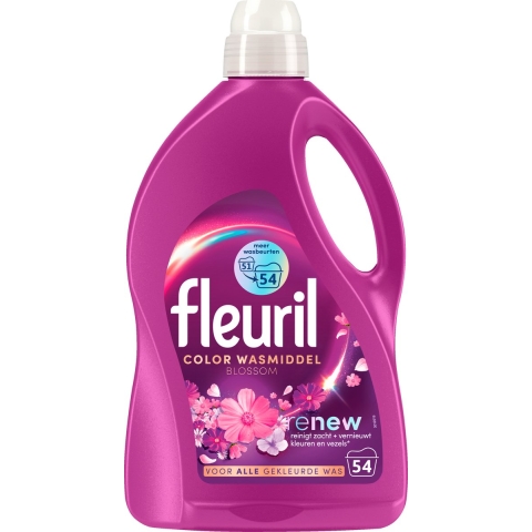 2+3 gratis: Fleuril Color Blossom Wasmiddel 54 wasbeurten 2,430 liter