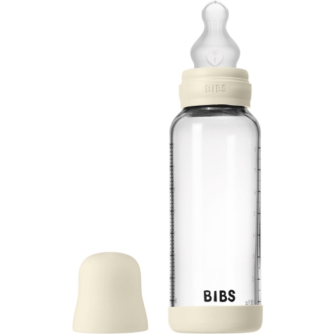 BIBS Babyflesje - 240 ml - Glas/Silicone - Ivory - BIBS - OneSize - Babyflesje