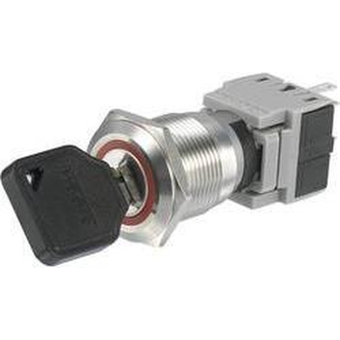 TRU COMPONENTS 704395 LAS1-BGQ-11Y/21 Sleutelschakelaar 250 V/AC 5 A 1x uit/aan 1 x 90 ° IP40 1 stuk(s)