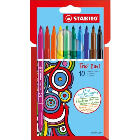STABILO Trio 2 in 1 viltstift etui 10