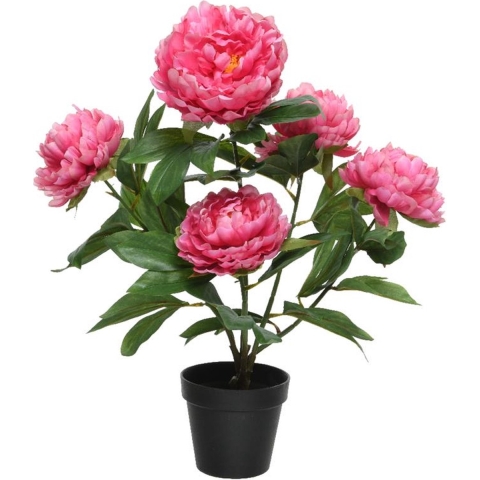 Kunstplant Pioenroos h57cm fuchsia