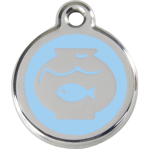 Fish Bowl Light Blue roestvrijstalen kattenpenning small/klein dia. 2 cm - Reddingo