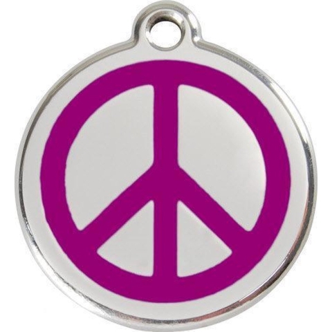 Peace Purple roestvrijstalen hondenpenning medium/gemiddeld dia. 3 cm - Reddingo