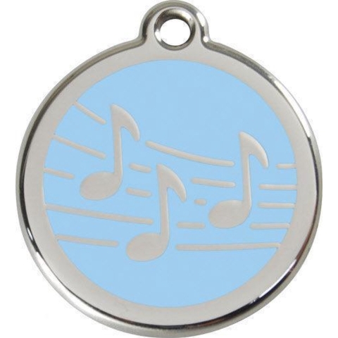 Music Light Blue roestvrijstalen hondenpenning medium/gemiddeld dia. 3 cm - Reddingo