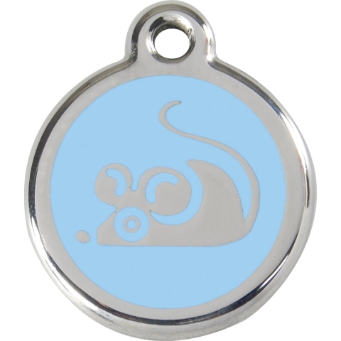 Mouse Light Blue roestvrijstalen kattenpenning small/klein dia. 2 cm - Reddingo