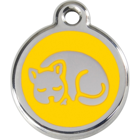Kitten Yellow roestvrijstalen kattenpenning small/klein dia. 2 cm - Reddingo