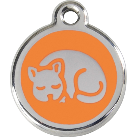 Mouse Orange roestvrijstalen kattenpenning small/klein dia. 2 cm - Reddingo