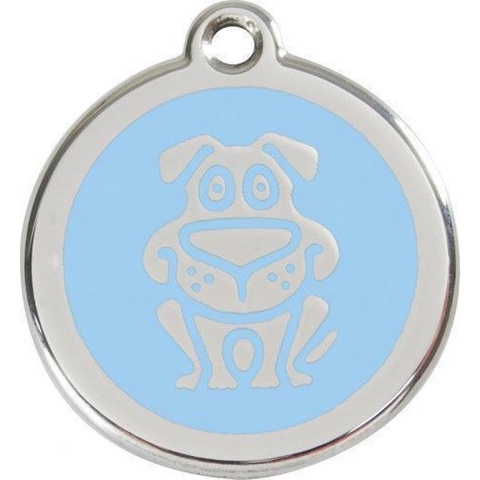 Dog Light Blue roestvrijstalen hondenpenning small/klein dia. 2 cm - Reddingo