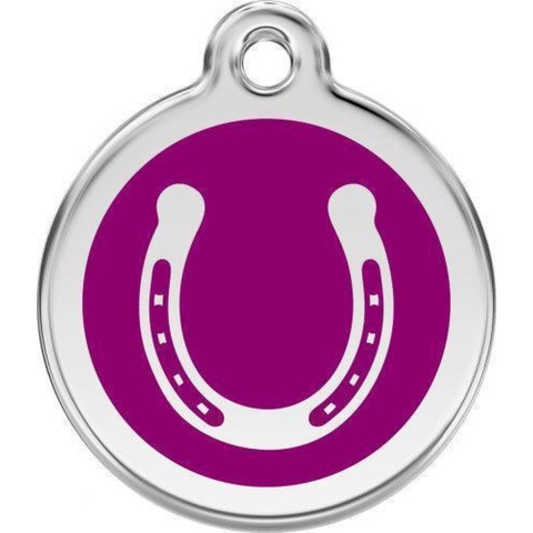 Horse Shoe Purple roestvrijstalen hondenpenning small/klein dia. 2 cm - Reddingo