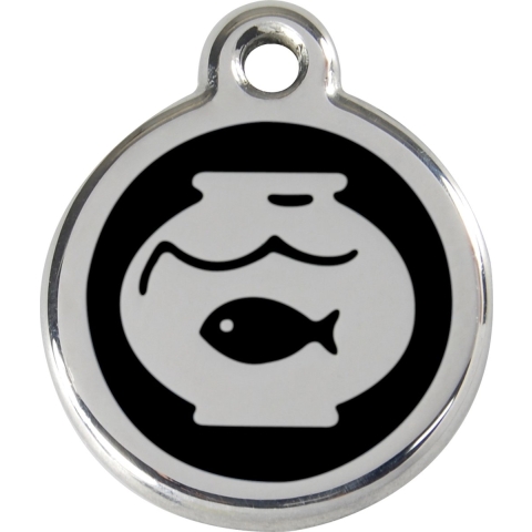 Fish Bowl Black roestvrijstalen kattenpenning small/klein dia. 2 cm - Reddingo