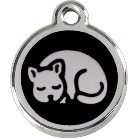 Kitten Black roestvrijstalen kattenpenning small/klein dia. 2 cm - Reddingo