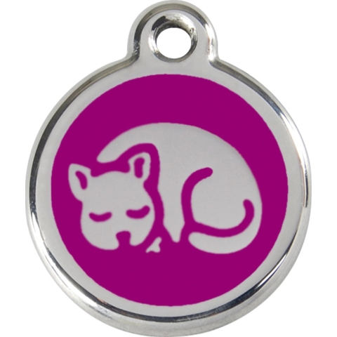 Kitten Purple roestvrijstalen kattenpenning small/klein dia. 2 cm - Reddingo