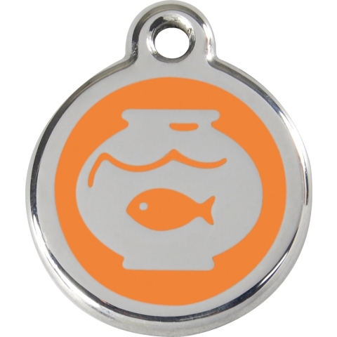 Fish Bowl Orange roestvrijstalen kattenpenning small/klein dia. 2 cm - Reddingo