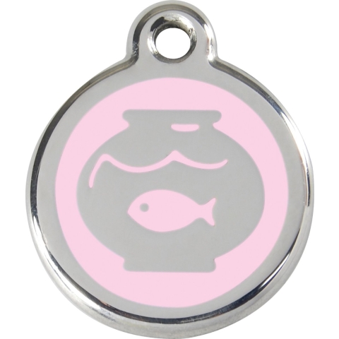 Fish Bowl Pink roestvrijstalen kattenpenning small/klein dia. 2 cm - Reddingo