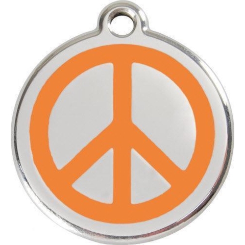 Peace Orange roestvrijstalen hondenpenning medium/gemiddeld dia. 3 cm - Reddingo