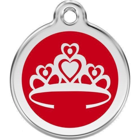 Crown Red roestvrijstalen hondenpenning large/groot dia. 3,8 cm - Reddingo