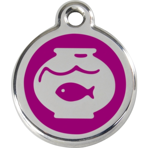 Fish Bowl Hot Pink roestvrijstalen kattenpenning small/klein dia. 2 cm - Reddingo