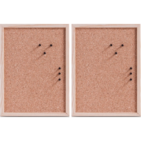 Prikbord incl. punaises - 2x - 30 x 40 cm - kurk -
