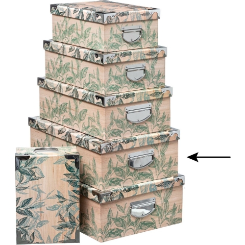 5Five Opbergdoos/box - 2x - Green Leafs - L44 x B31 x H15 cm - Stevig karton - Leafsbox -