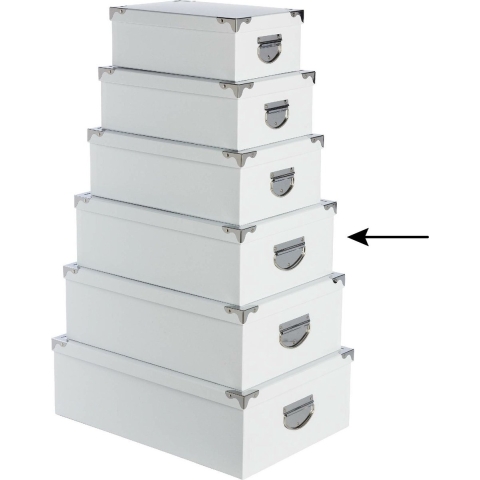 5Five Opbergdoos/box - 3x - wit - L40 x B26.5 x H14 cm - Stevig karton - Whitebox -