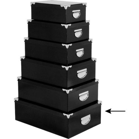5Five Opbergdoos/box - 2x - zwart - L48 x B33.5 x H16 cm - Stevig karton - Blackbox -